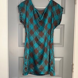 Green & Brown Tribal Print Dress